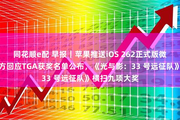 同花顺e配 早报｜苹果推送iOS 262正式版微信群崩了，官方回应TGA获奖名单公布，《光与影：33 号远征队》横扫九项大奖